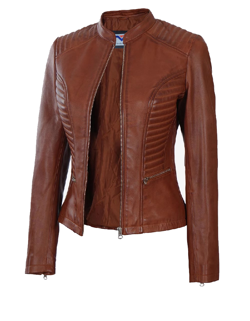 TMT GEARS | ladies brown leather jacket