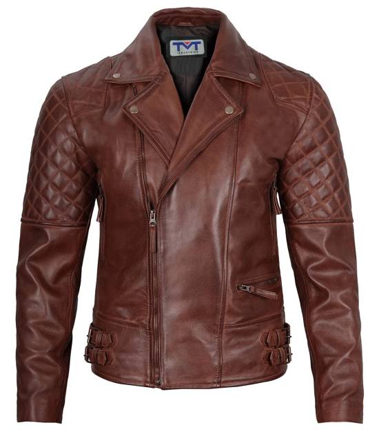 Men's Dark Brown Leather Biker Jacket