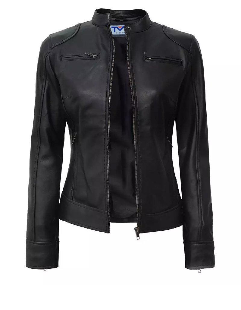 TMT GEARS | black leather women jacket