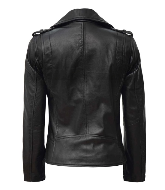 Womens Black Leather Biker Jacket