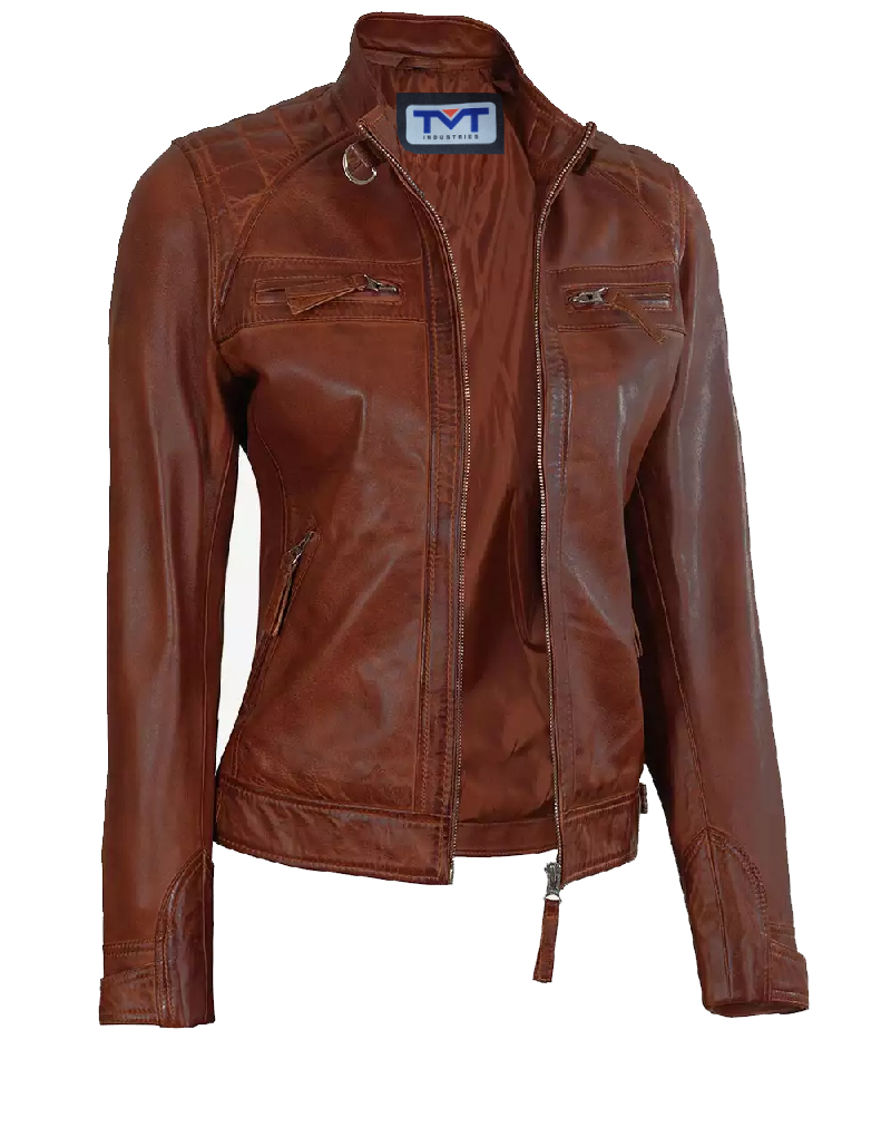 TMT GEARS | BROWN WOMEN LEATHER JACKET