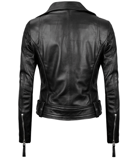 Women's Black Real Leather Biker Jacket