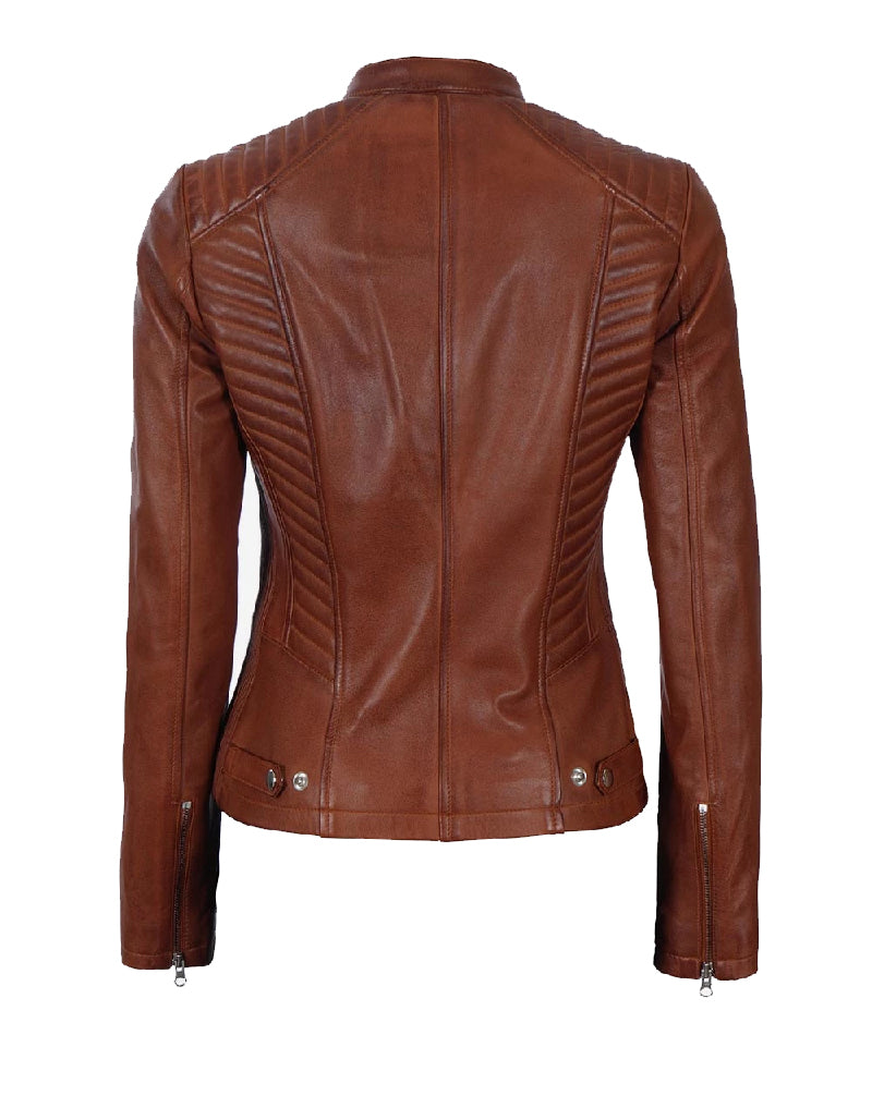 TMT GEARS | ladies brown leather jacket