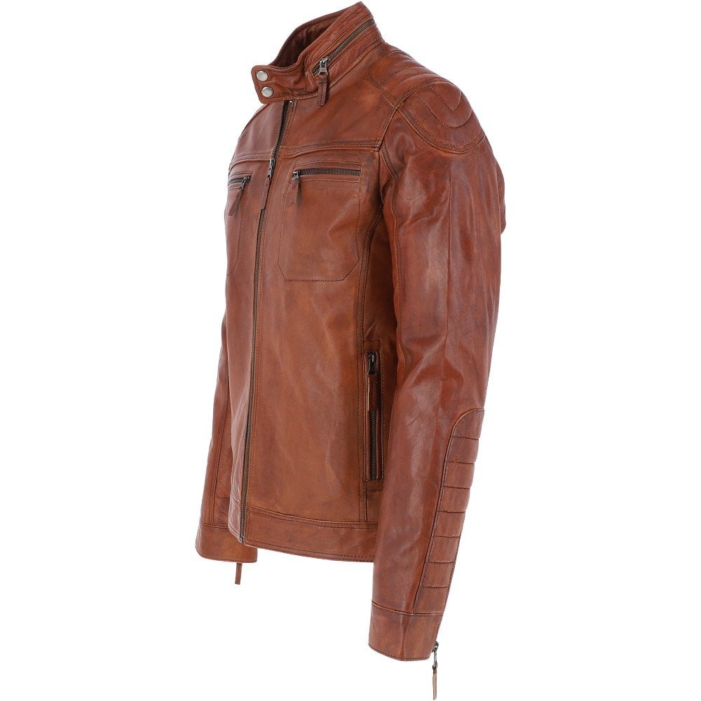 Brown Leather Jacket For Men – Genuine Leather Jacket – Multiple Sizes – Comfortable Inner Lining – Functional Design With Zipper Closure and Multiple Pockets – Stylish and Traditional Outlook