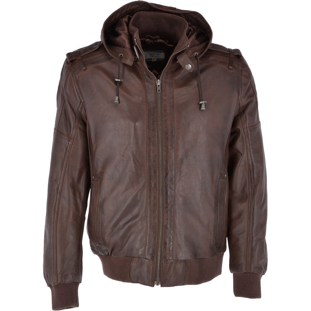 Hooded Leather Jacket Men - Bomber Leather Jackets For Men With Removable Hood