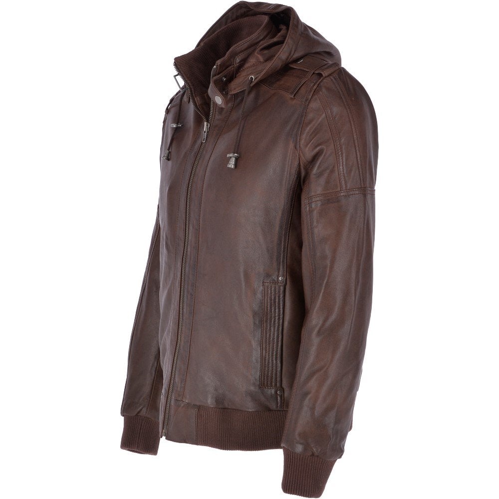 Hooded Leather Jacket Men - Bomber Leather Jackets For Men With Removable Hood