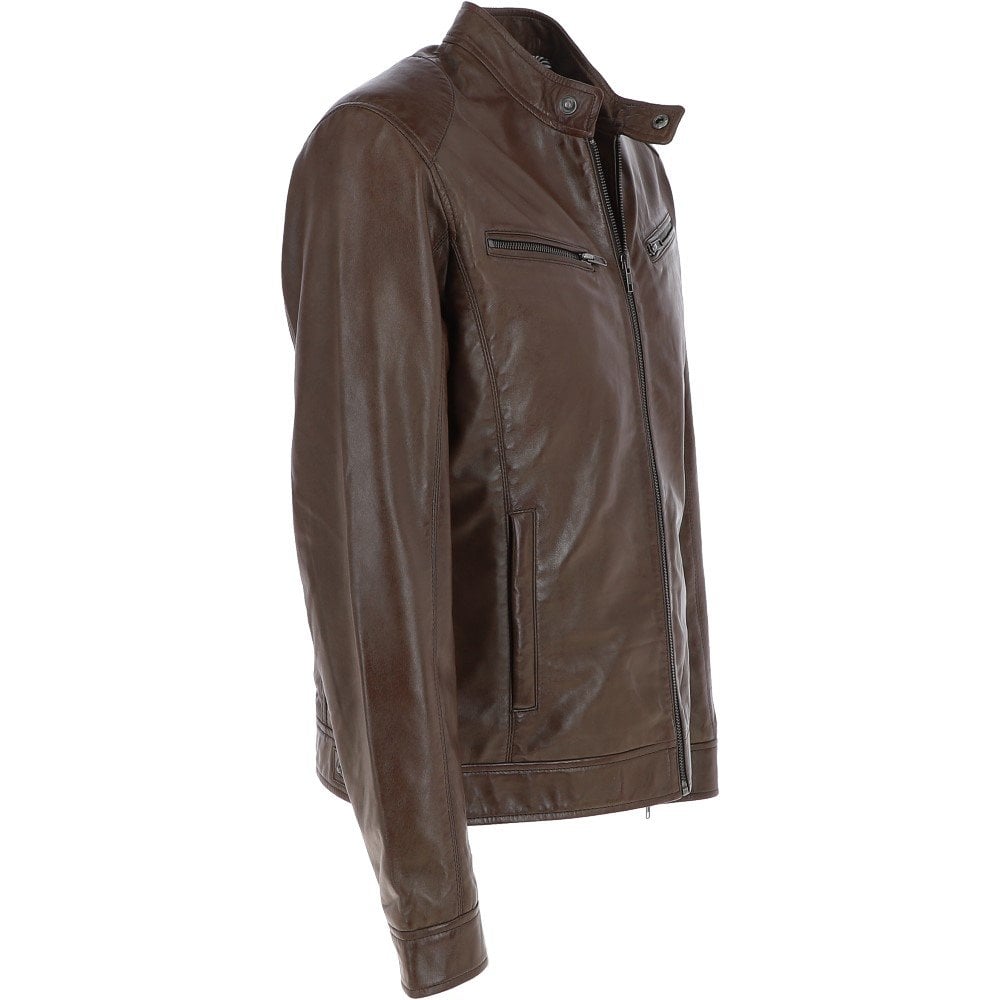 Genuine Leather Dark Brown Stylish Jacket for Men's