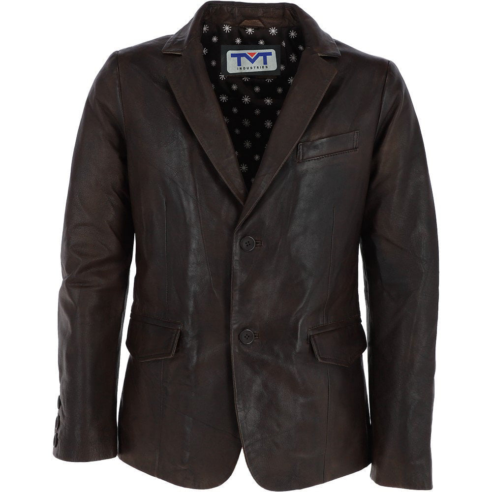 MENS DARK BROWN GENUINE LEATHER BLAZER